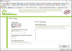 Habitat Client Configuration Screen