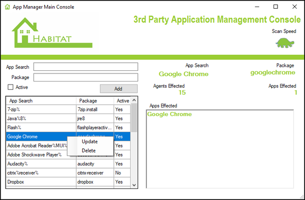 Habitat App Manager Main Console