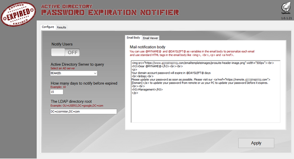 Expiry Password Expiration Notifier