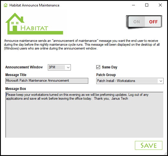 Habitat Announce Maintenance