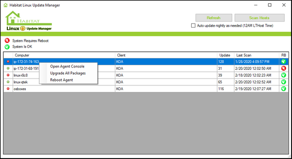 Habitat Linux Update Manager Dashboard