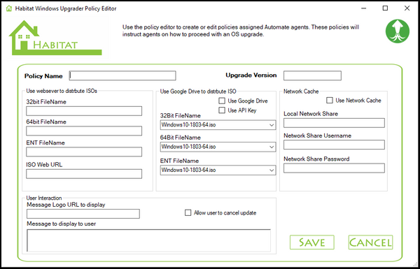 Habitat Windows Upgrader Policy Editor