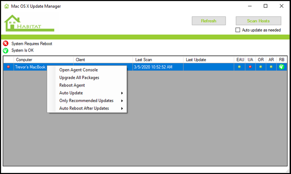 Habitat Mac OS X Update Manager Screen