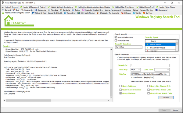 Habitat Windows Registry Search Tool